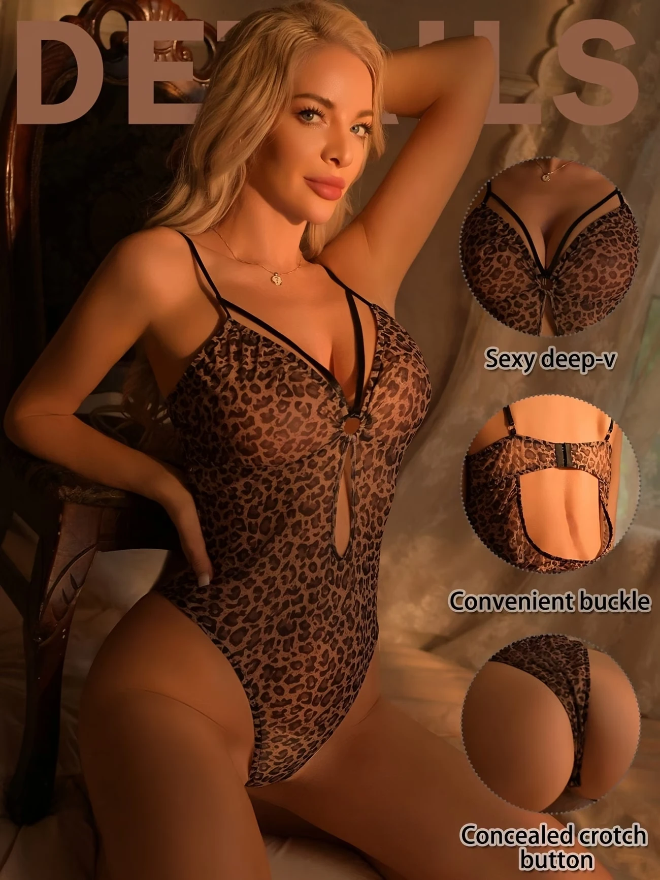 Sexy Women's Bodysuit - 1pc Leopard Print Deep V Neck Open Crotch Backless Jumpsuits 4 Sexy Women's Bodysuit - 1pc Leopard Print Deep V Neck Open Crotch Backless Jumpsuits - Image 4