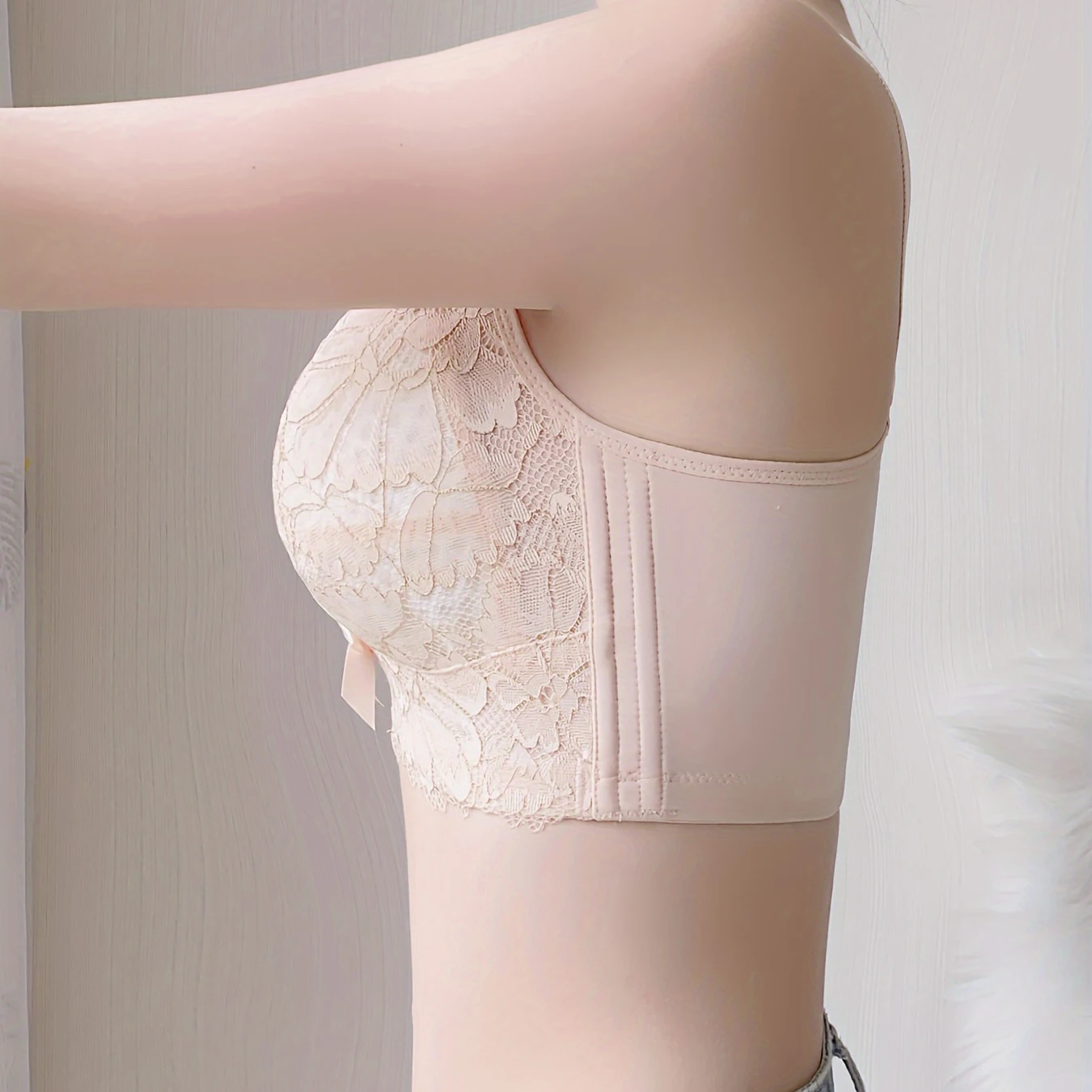 Four-Button Women'S Breathable Floral Lace Bow Full-Cup Bra 14 Four-Button Women'S Breathable Floral Lace Bow Full-Cup Bra - Image 14