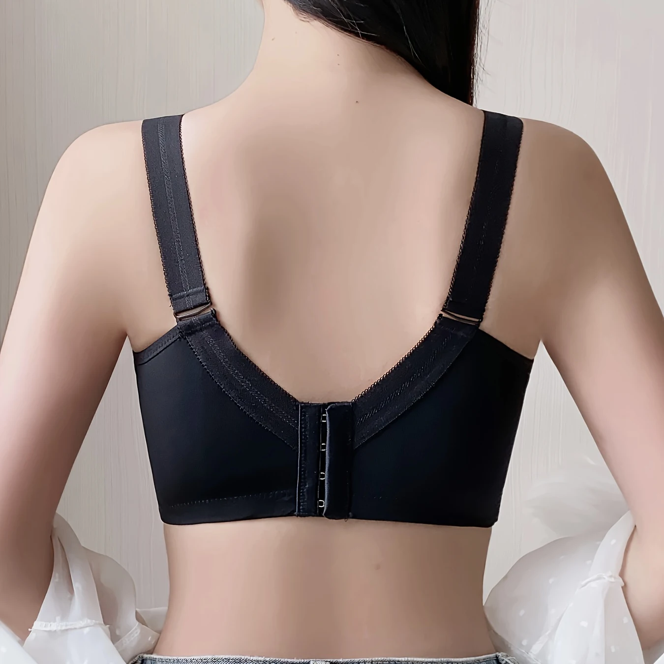 Four-Button Women'S Breathable Floral Lace Bow Full-Cup Bra 5 Four-Button Women'S Breathable Floral Lace Bow Full-Cup Bra - Image 5